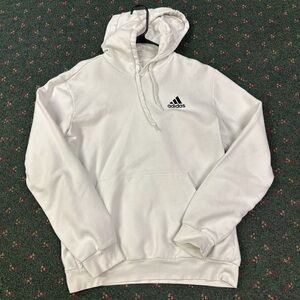 Adidas Men's White Hoodie with Black Logo